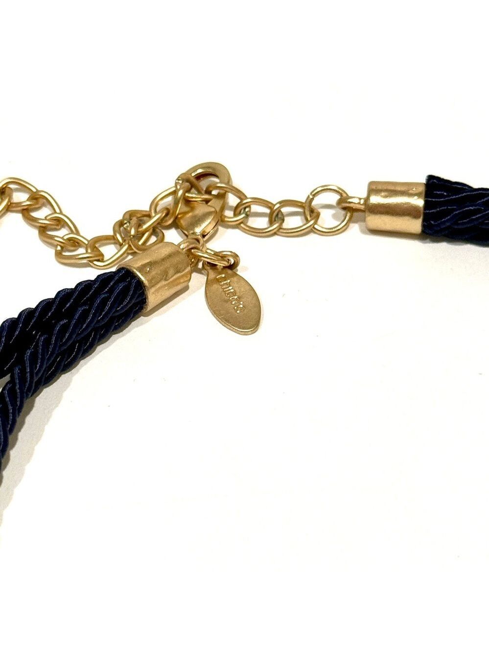 CHICO’S | Navy Rope & Aqua Beaded Tassel Golden Collar Necklace | NEW - Picture 6 of 8